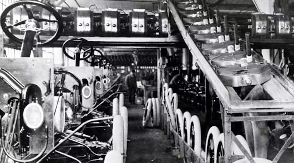 The Ford assembly line in 1913. Wikimedia Commons/public domain.