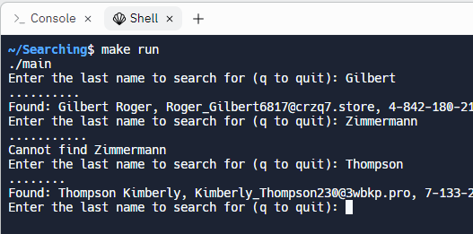 Running binary search.