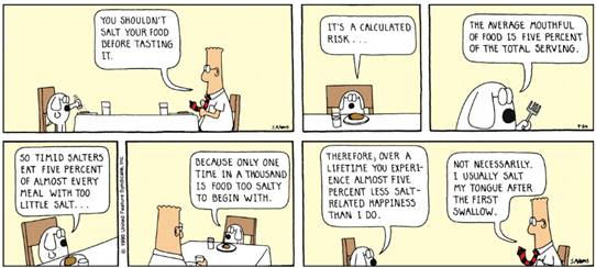 A Dilbert comic strip.