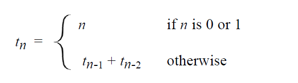 The Fibonacci formula.