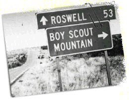 Decorative image of Roswell N.M. highway sign.